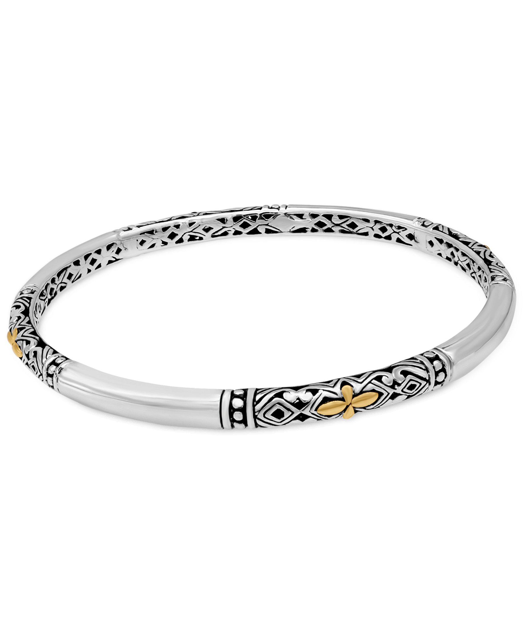 Bali Filigree Sterling Silver 18K Gold Bangle Bracelet