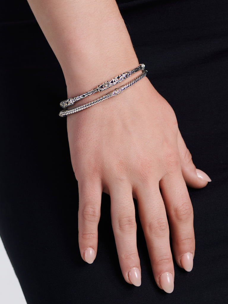 DEVATA Bali Gold Accent Sterling Silver Bangle Bracelet