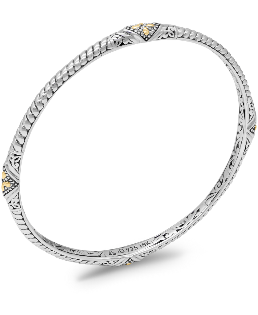 DEVATA Bali Gold Accent Sterling Silver Bangle Bracelet