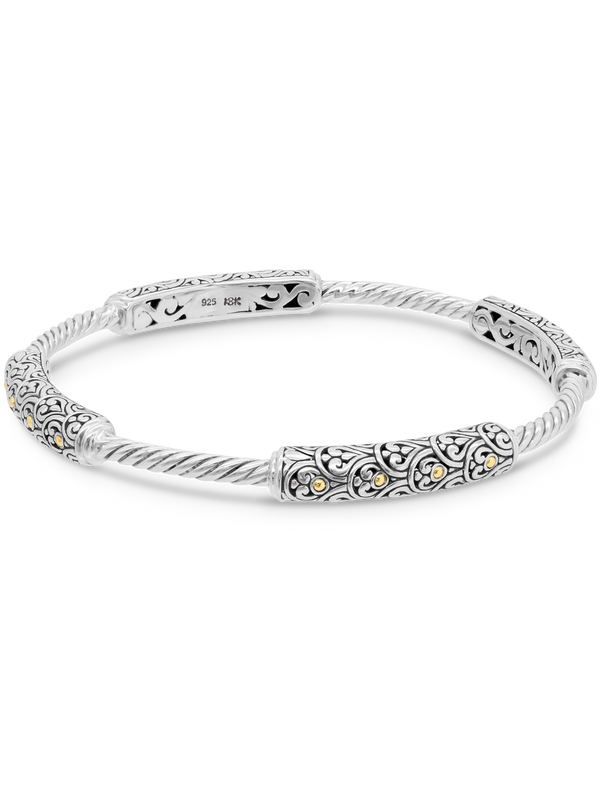 DEVATA Bali Gold Accent Sterling Silver Bangle Bracelet