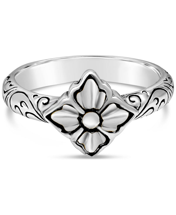 Sterling Silver Bali Flowers Ring