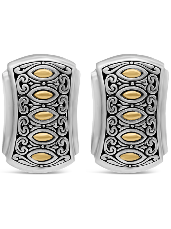 DEVATA Bali Sterling Silver Gold Accent Stud Earrings