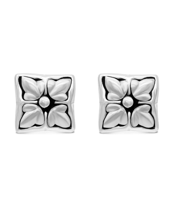 Sterling Silver Bali Flower Stud Earrings