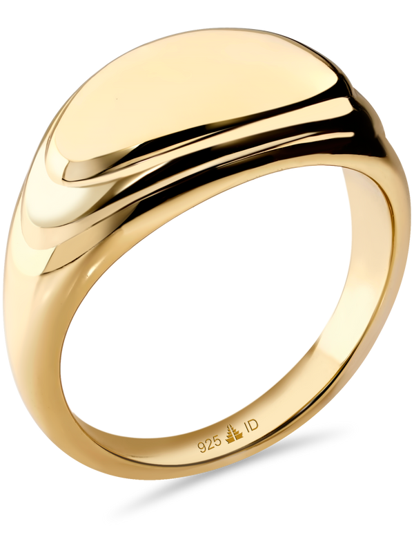 DEVATA Contour-lined Dome Ring Gold Plated Sterling Silver