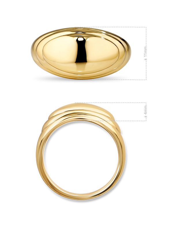 DEVATA Contour-lined Dome Ring Gold Plated Sterling Silver