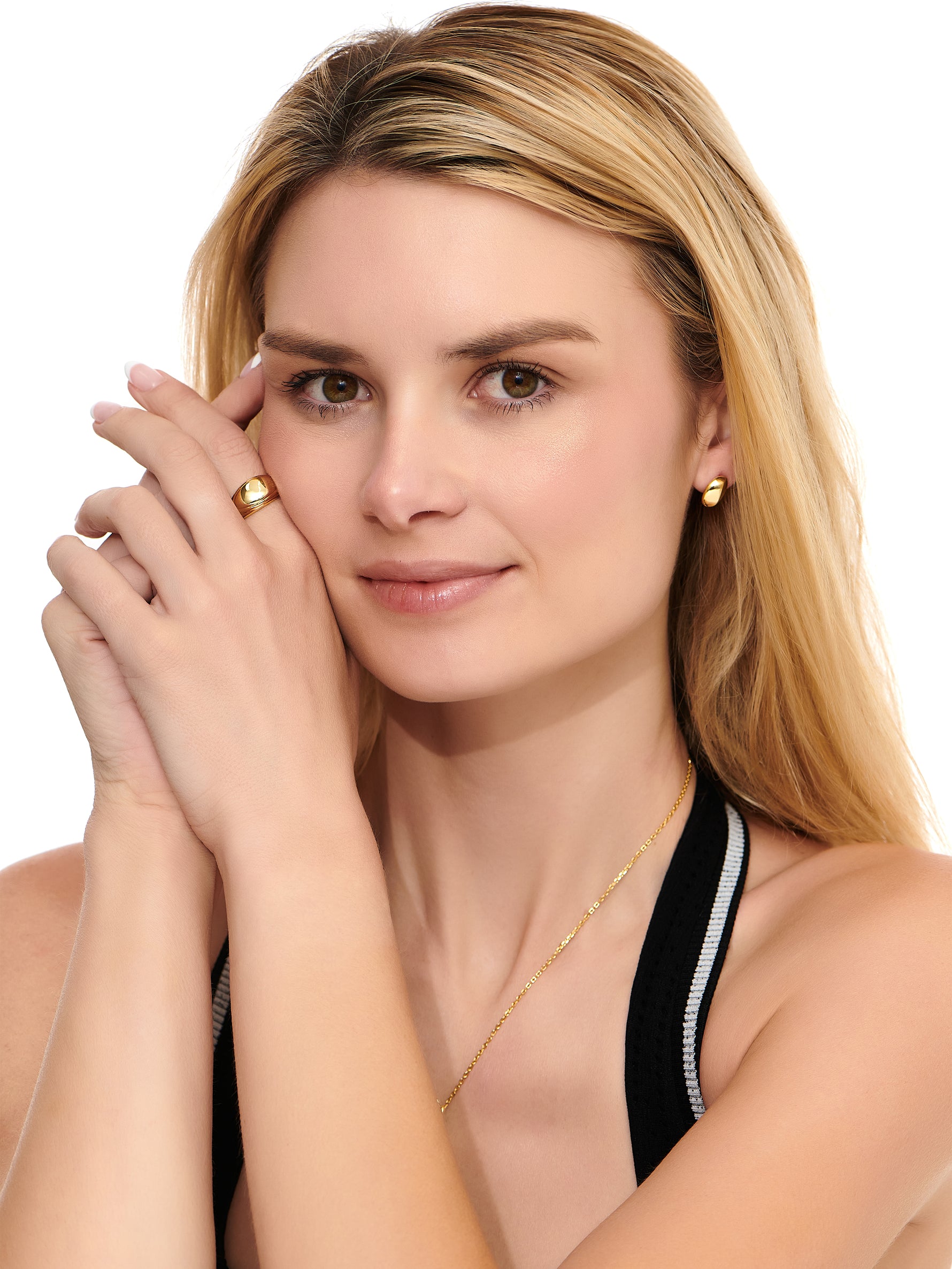 DEVATA Contour-lined Dome Ring in Gold Plated Sterling Silver