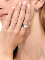 DEVATA Contour-lined Dome Ring in Rhodium Plated Sterling Silver