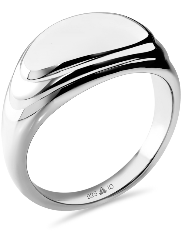 DEVATA Contour-lined Dome Ring Rhodium Plated Sterling Silver