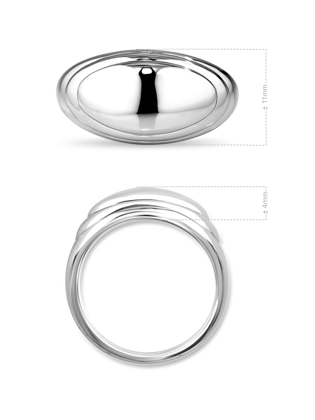 DEVATA Contour-lined Dome Ring in Rhodium Plated Sterling Silver