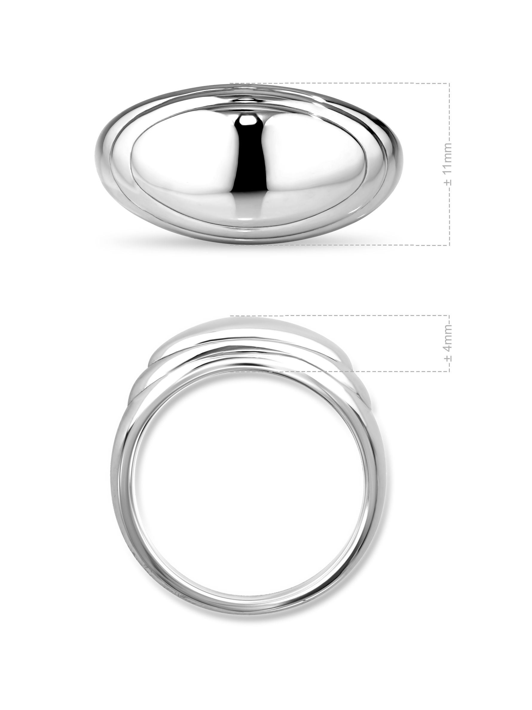 DEVATA Contour-lined Dome Ring in Rhodium Plated Sterling Silver