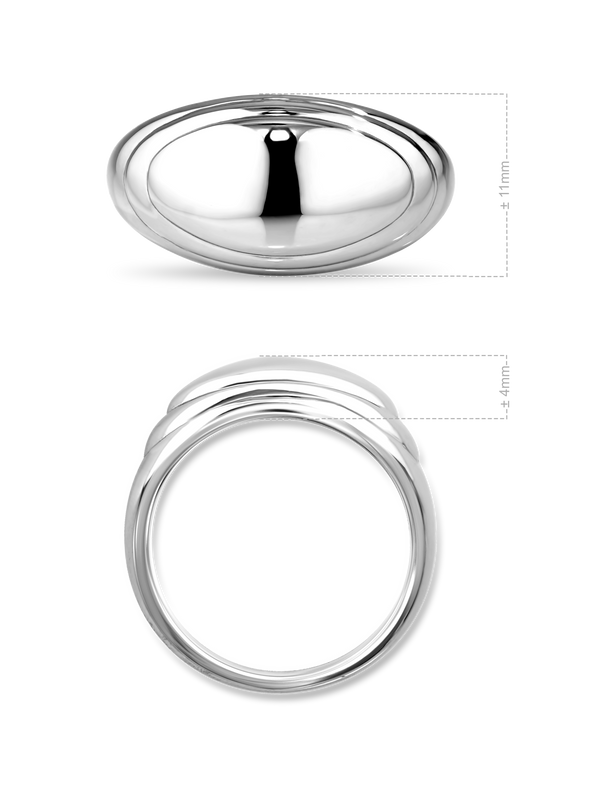 DEVATA Contour-lined Dome Ring Rhodium Plated Sterling Silver