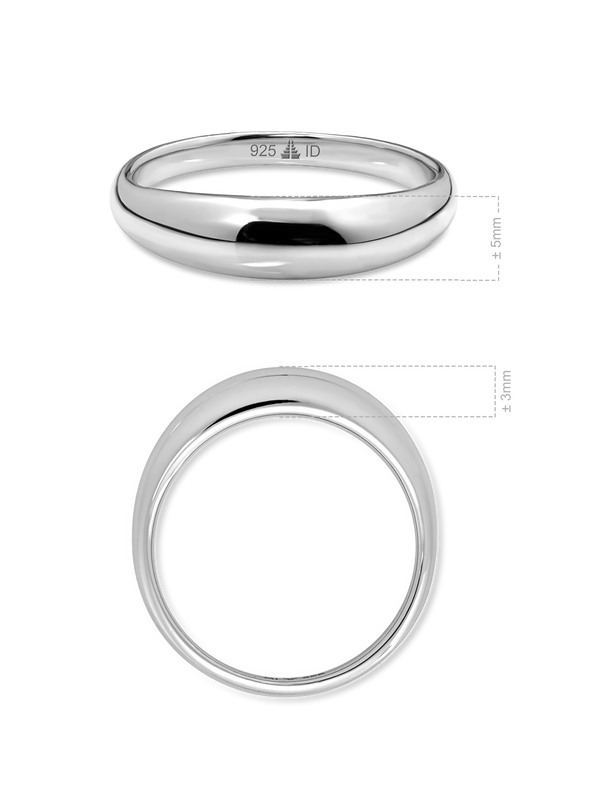 DEVATA Dome Ring Rhodium Plated Sterling Silver 