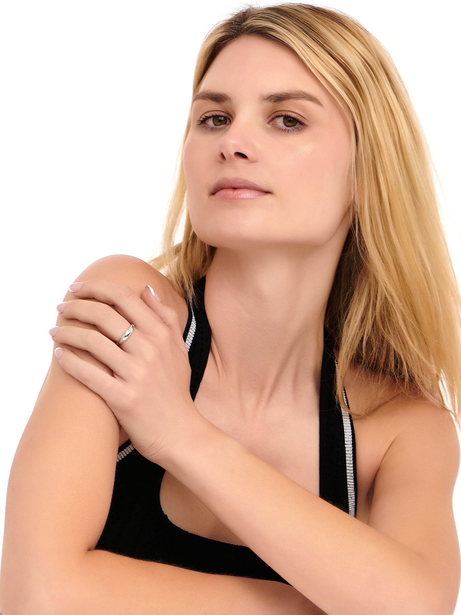 DEVATA Dome Ring Rhodium Plated Sterling Silver 