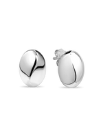 DEVATA Dome Stud Earrings in Rhodium Plated Sterling Silver