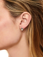 DEVATA Dome Stud Earrings in Rhodium Plated Sterling Silver