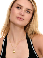 DEVATA Contour-lined Dome Pendant Necklace in Gold Plated Sterling Silver