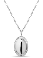 DEVATA Contour-lined Dome Pendant Necklace in Rhodium Plated Sterling Silver