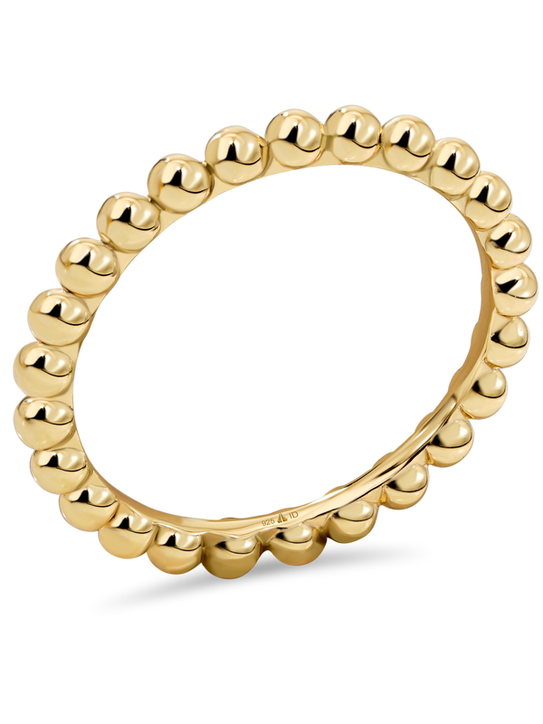 DEVATA Beaded Ball Ring Gold Plated Sterling Silver