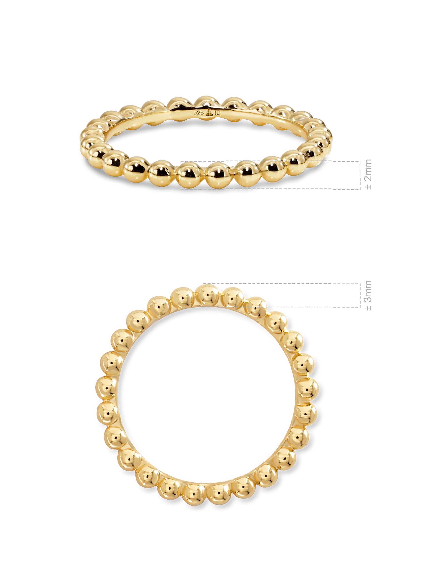 DEVATA Beaded Ball Ring Gold Plated Sterling Silver