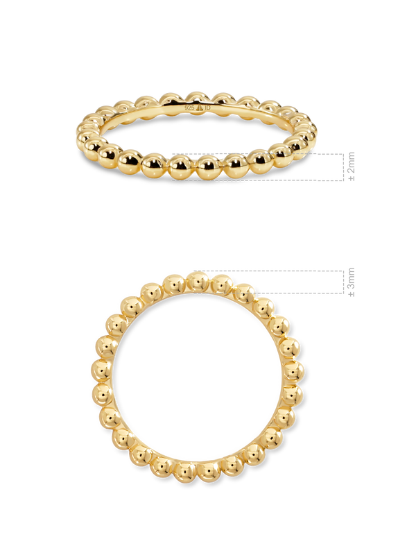 DEVATA Beaded Ball Ring Gold Plated Sterling Silver