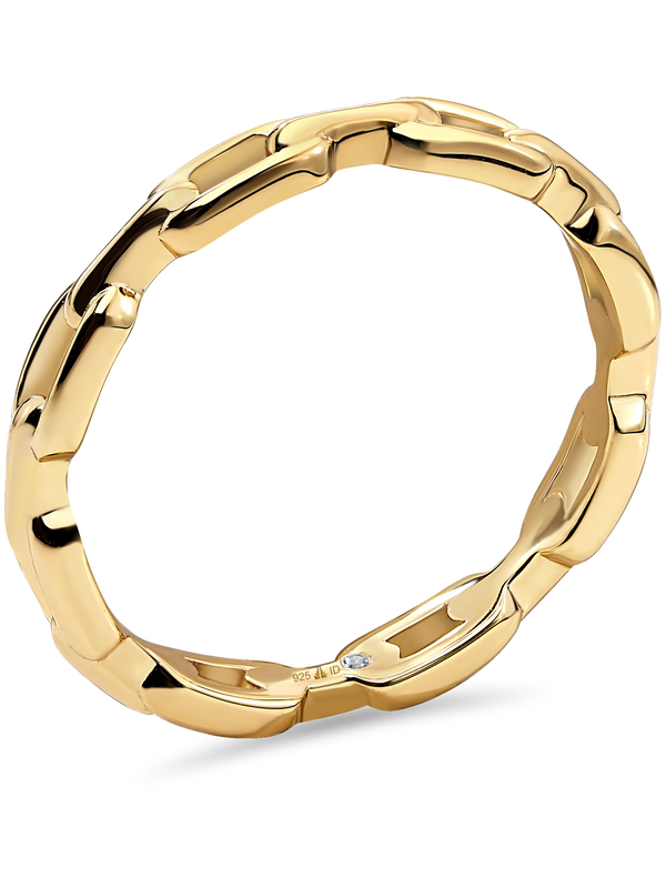 DEVATA Cable Link Ring Gold Plated Sterling Silver  
