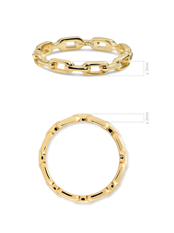 DEVATA Cable Link Ring Gold Plated Sterling Silver  