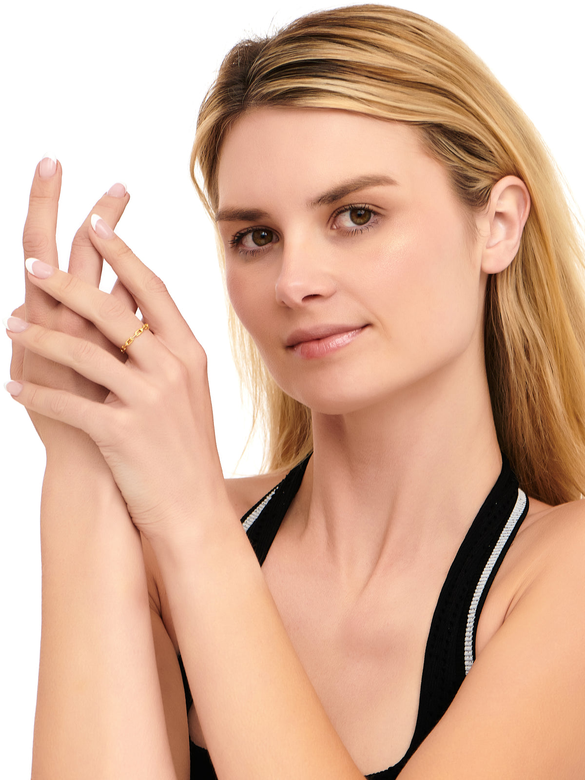 DEVATA Cable Link Ring Gold Plated Sterling Silver  