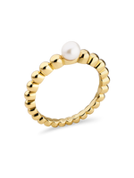 DEVATA Freshwater Pearl on Beaded Ball Ring in Gold Plated Sterling Silver