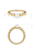 DEVATA Freshwater Pearl on Beaded Ball Ring in Gold Plated Sterling Silver