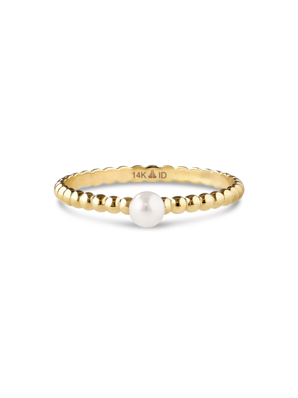 Devata Freshwater Pearl Beaded Ball Ring in 14K Gold