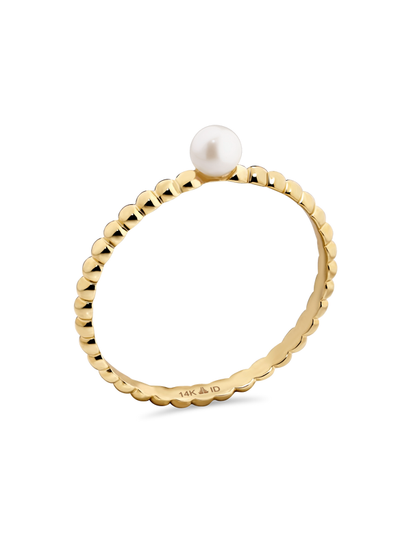 Devata Freshwater Pearl Beaded Ball Ring in 14K Gold