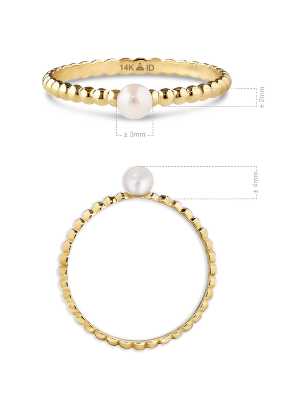 Devata Freshwater Pearl Beaded Ball Ring in 14K Gold