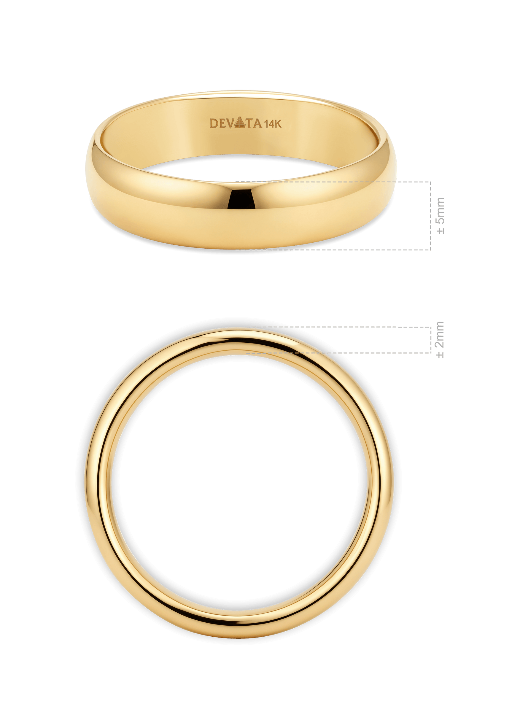 14K Gold classic dome band ring 