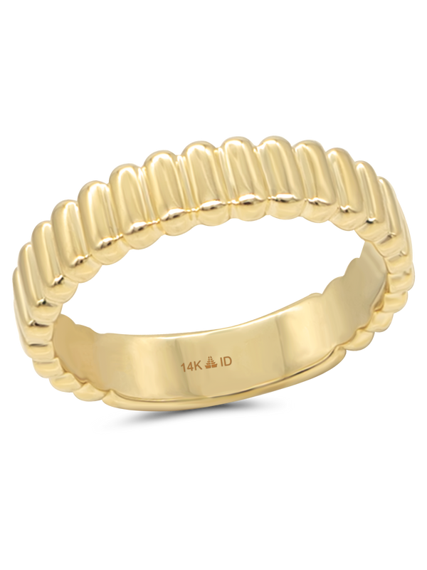 DEVATA 14K Gold Ribbed Band Ring