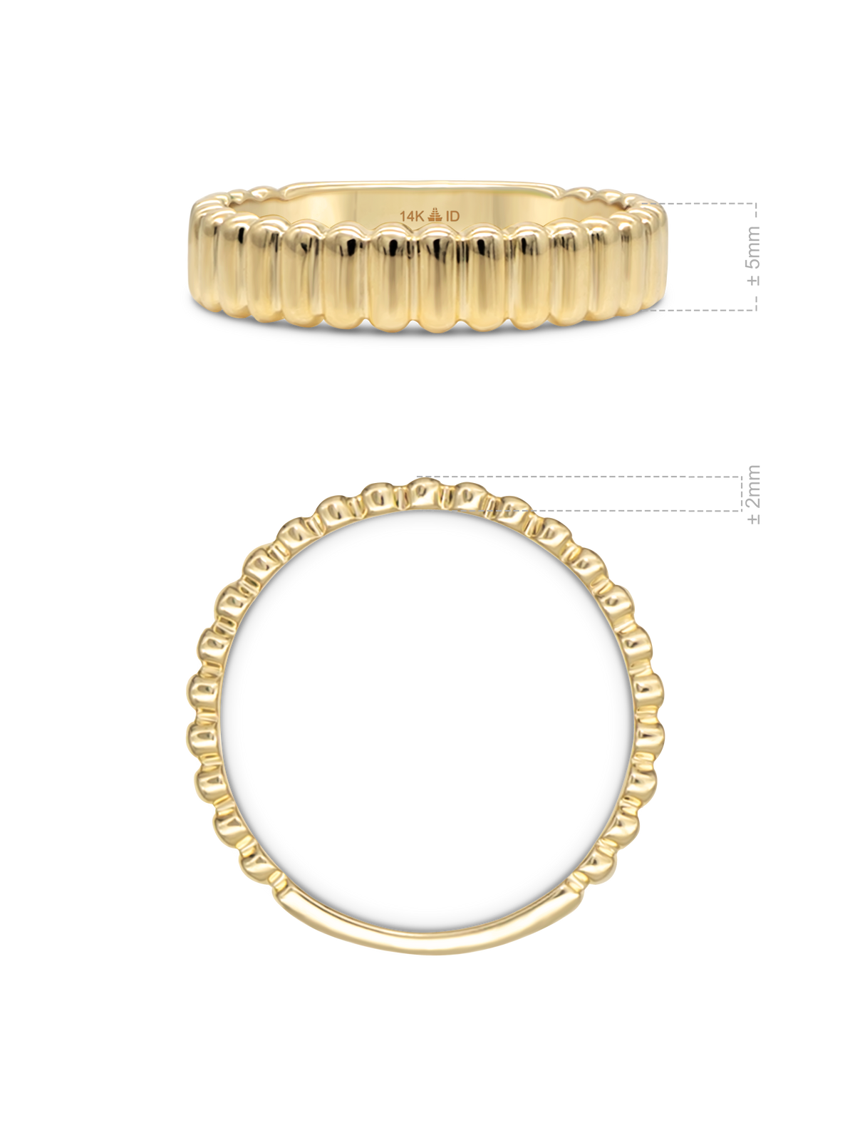DEVATA 14K Gold Ribbed Band Ring