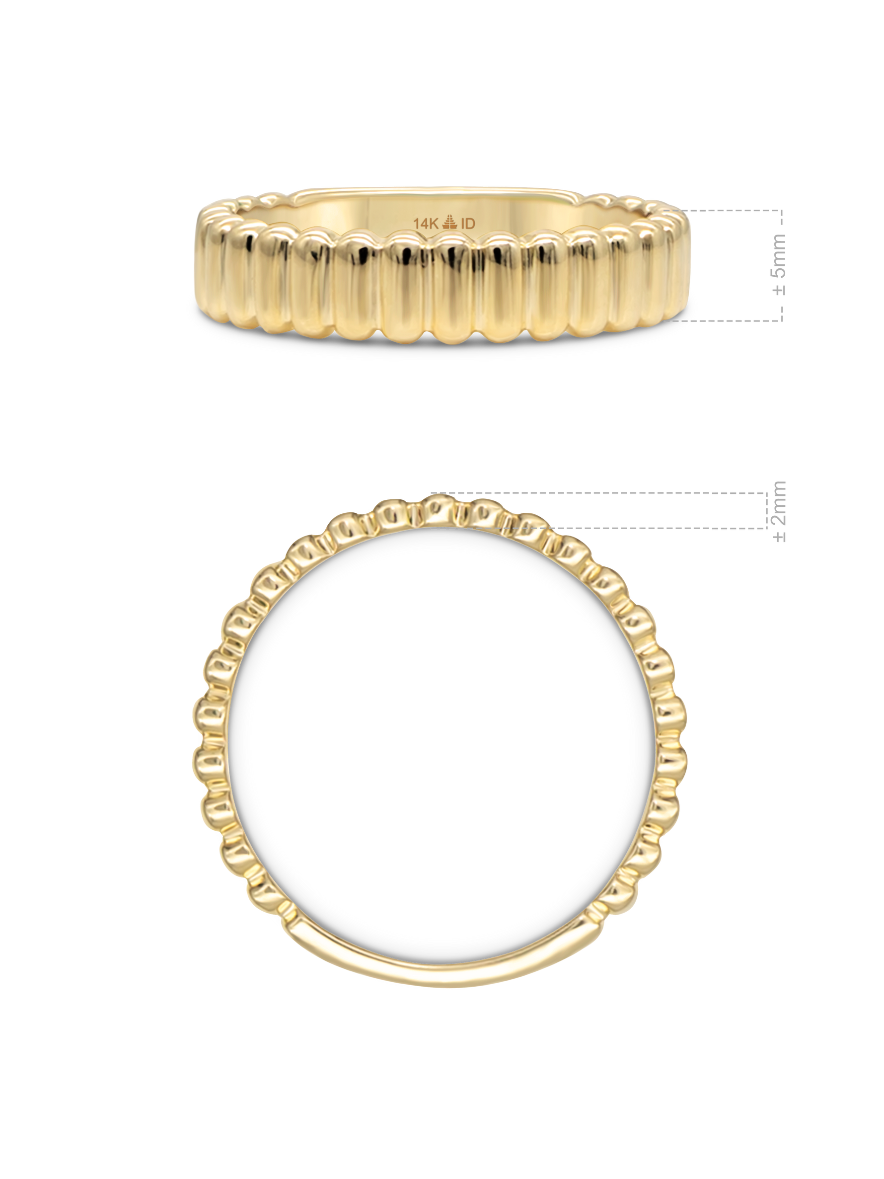 DEVATA 14K Gold Ribbed Band Ring