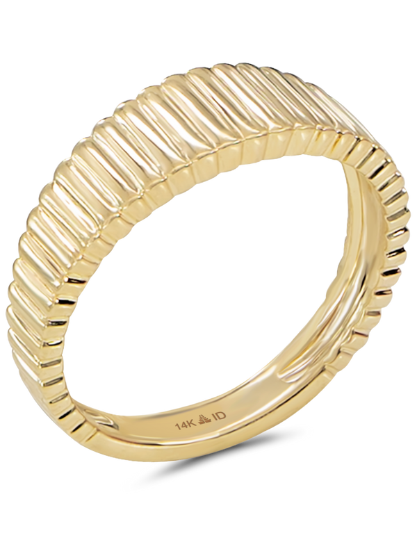 14K Gold Ribbed Band Ring