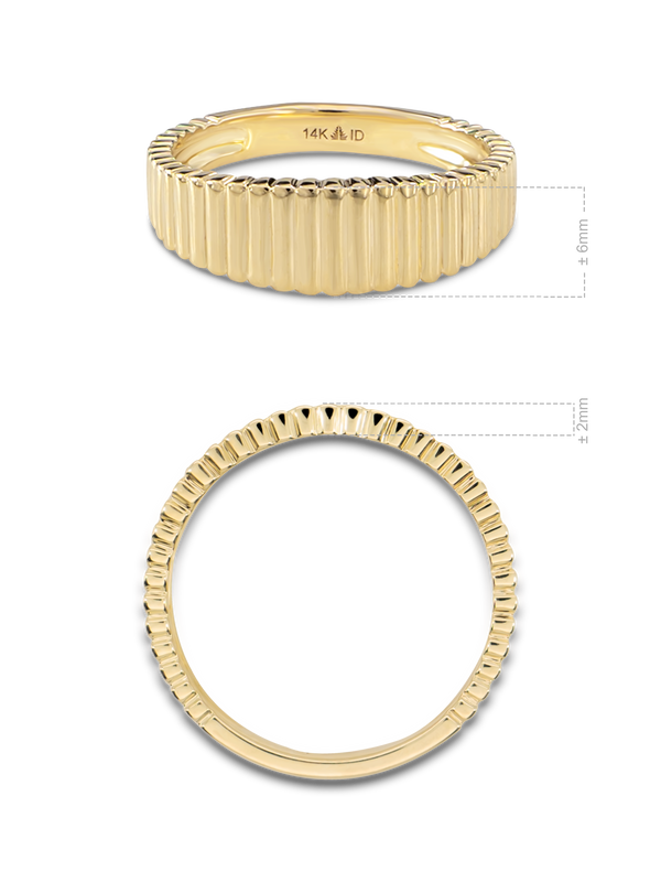 14K Gold Ribbed Band Ring