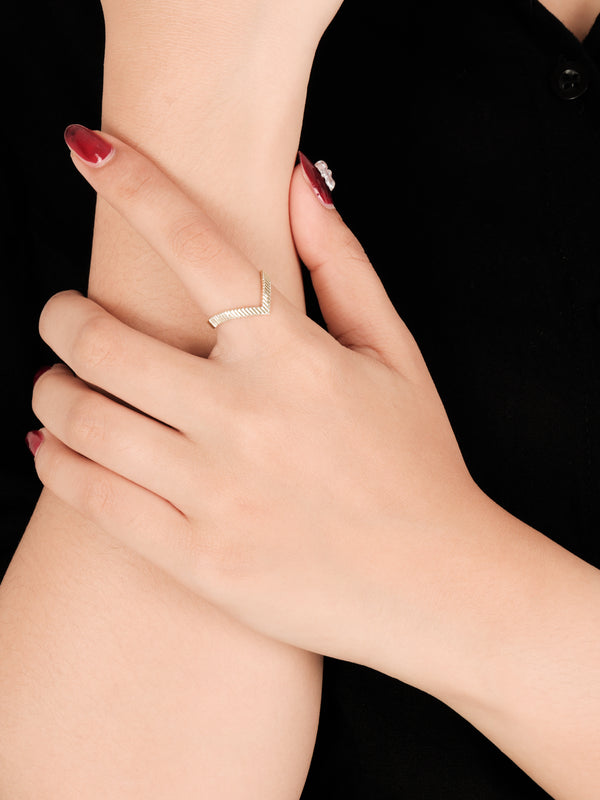 14K Gold Crown Wishbone Ring