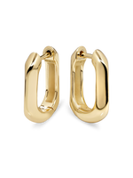 DEVATA Beveled Hoop Earrings in Gold Plated Sterling Silver