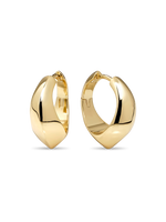 DEVATA Beveled Curve Hoop Earrings in Gold Plated Sterling Silver