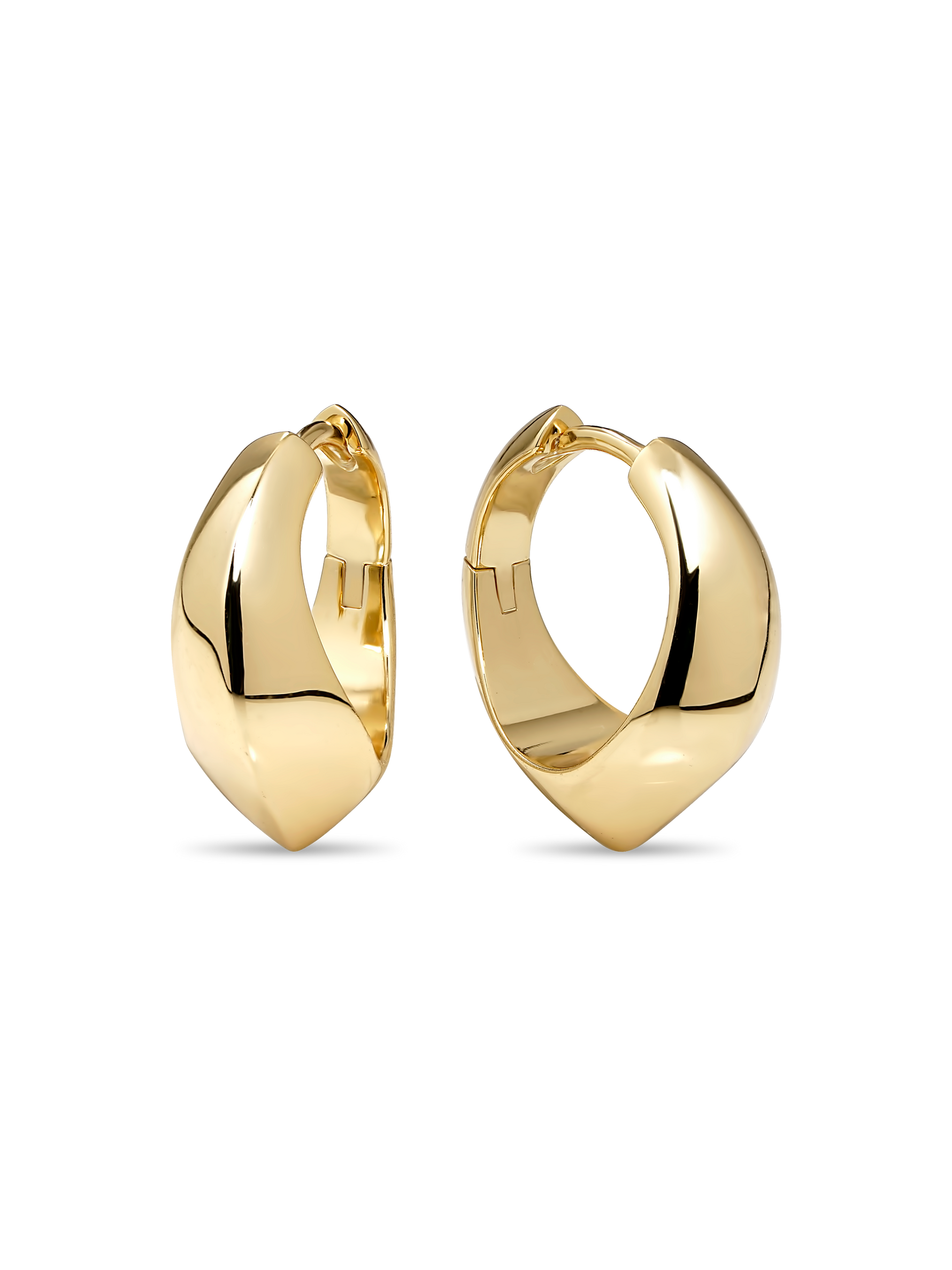 DEVATA Beveled Curve Hoop Earrings in Gold Plated Sterling Silver#gold-plated
