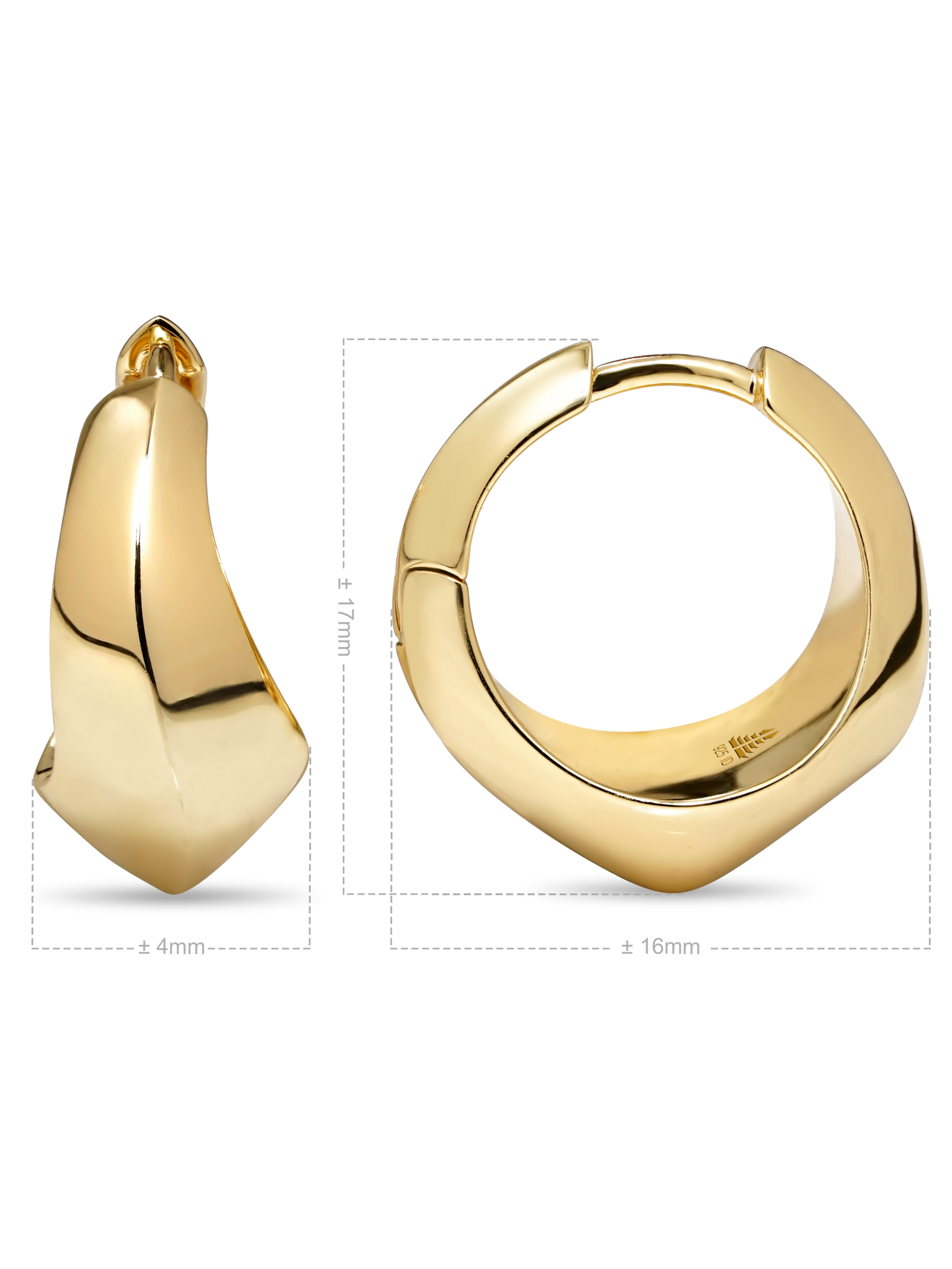 DEVATA Beveled Curve Hoop Earrings in Gold Plated Sterling Silver