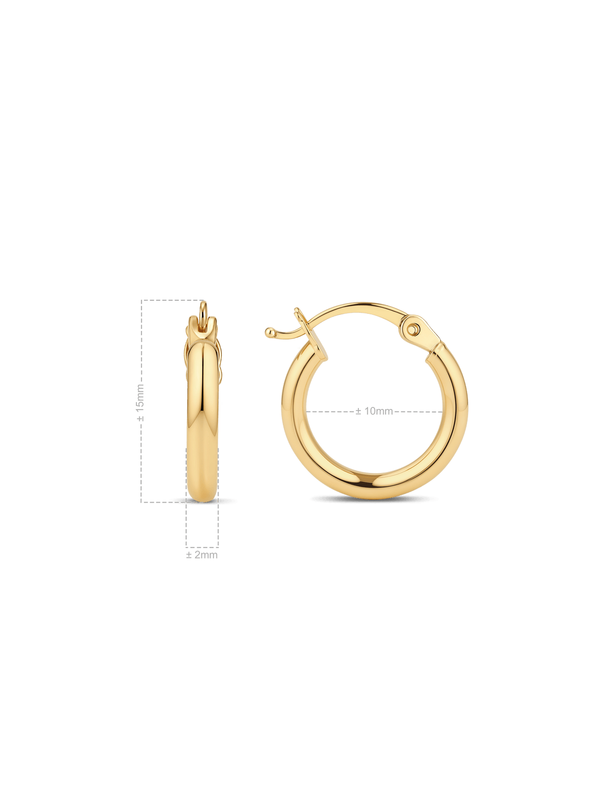 10mm oval hoop earrings in 14K Gold
