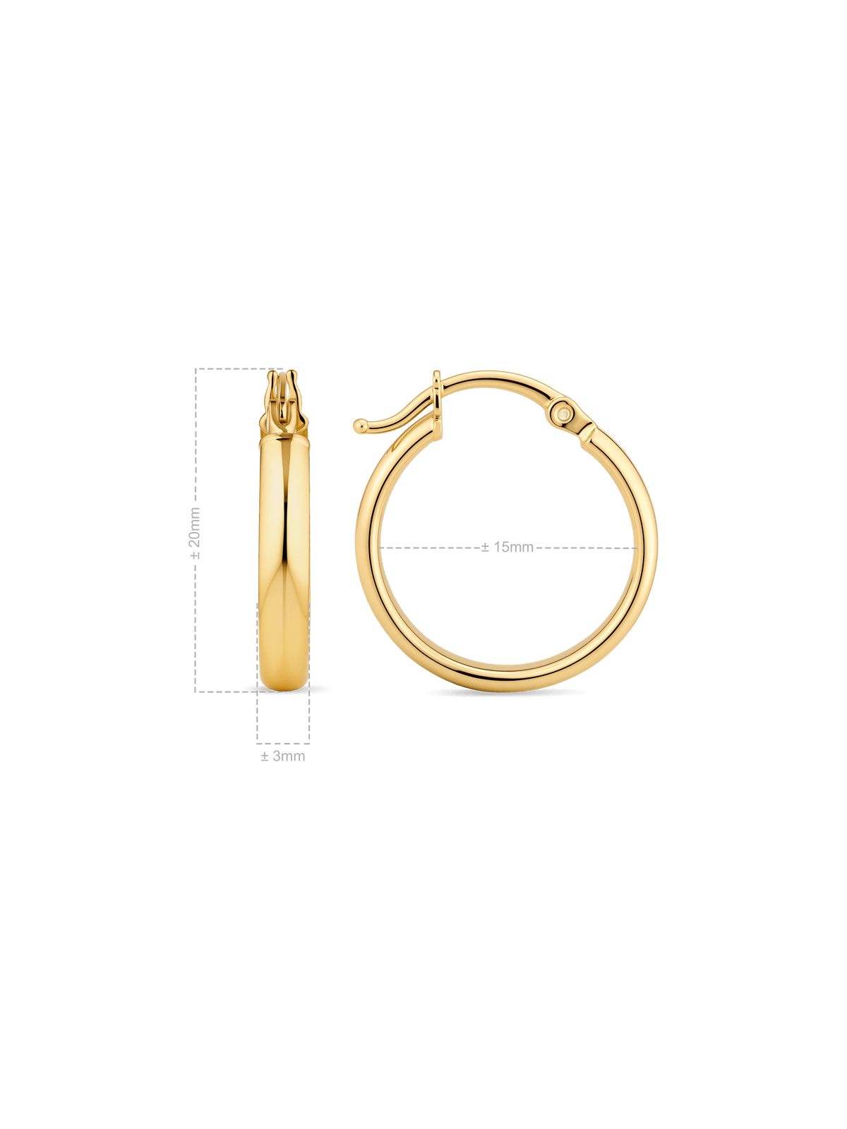 15mm Classic Hoop Earrings in 14K Gold