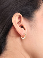 DEVATA 14K Gold Ribbed Hoop Earrings