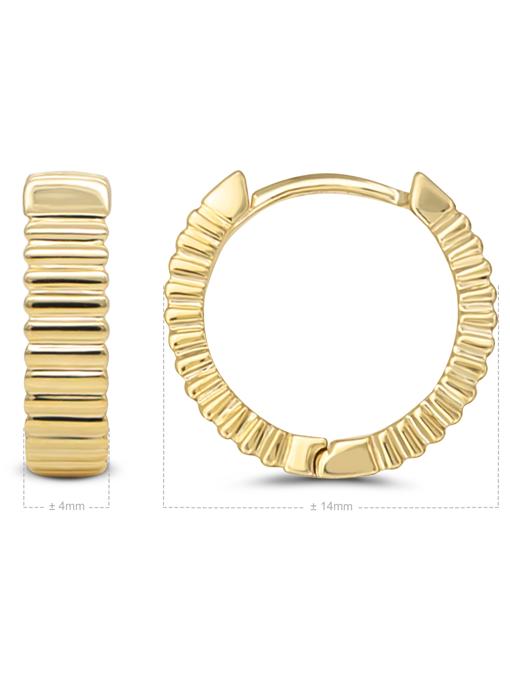 DEVATA 14K Gold Ribbed Hoop Earrings