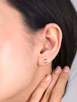 DEVATA 14K Gold Dainty Circle Stud Earrings