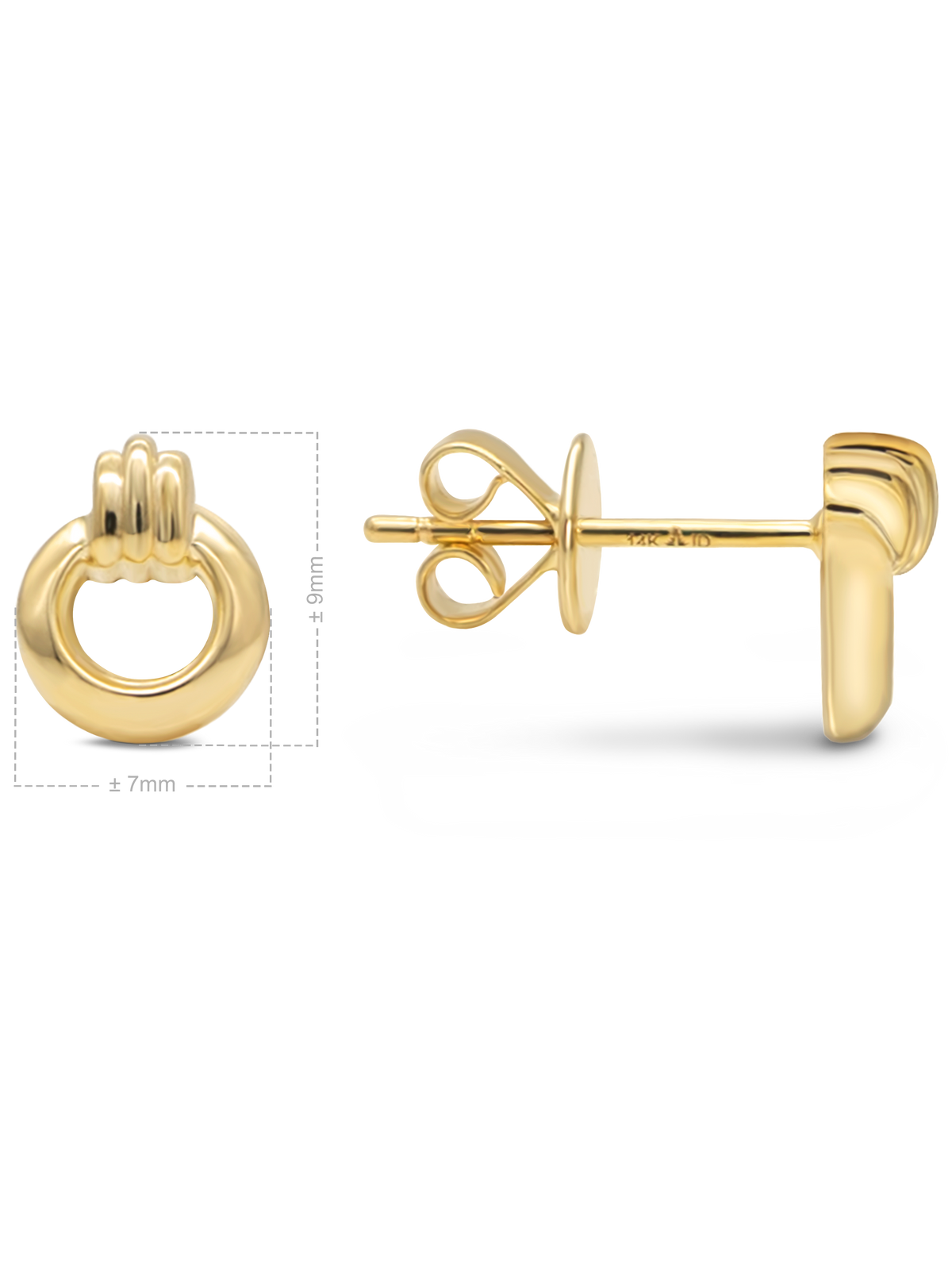DEVATA 14K Gold Dainty Circle Stud Earrings