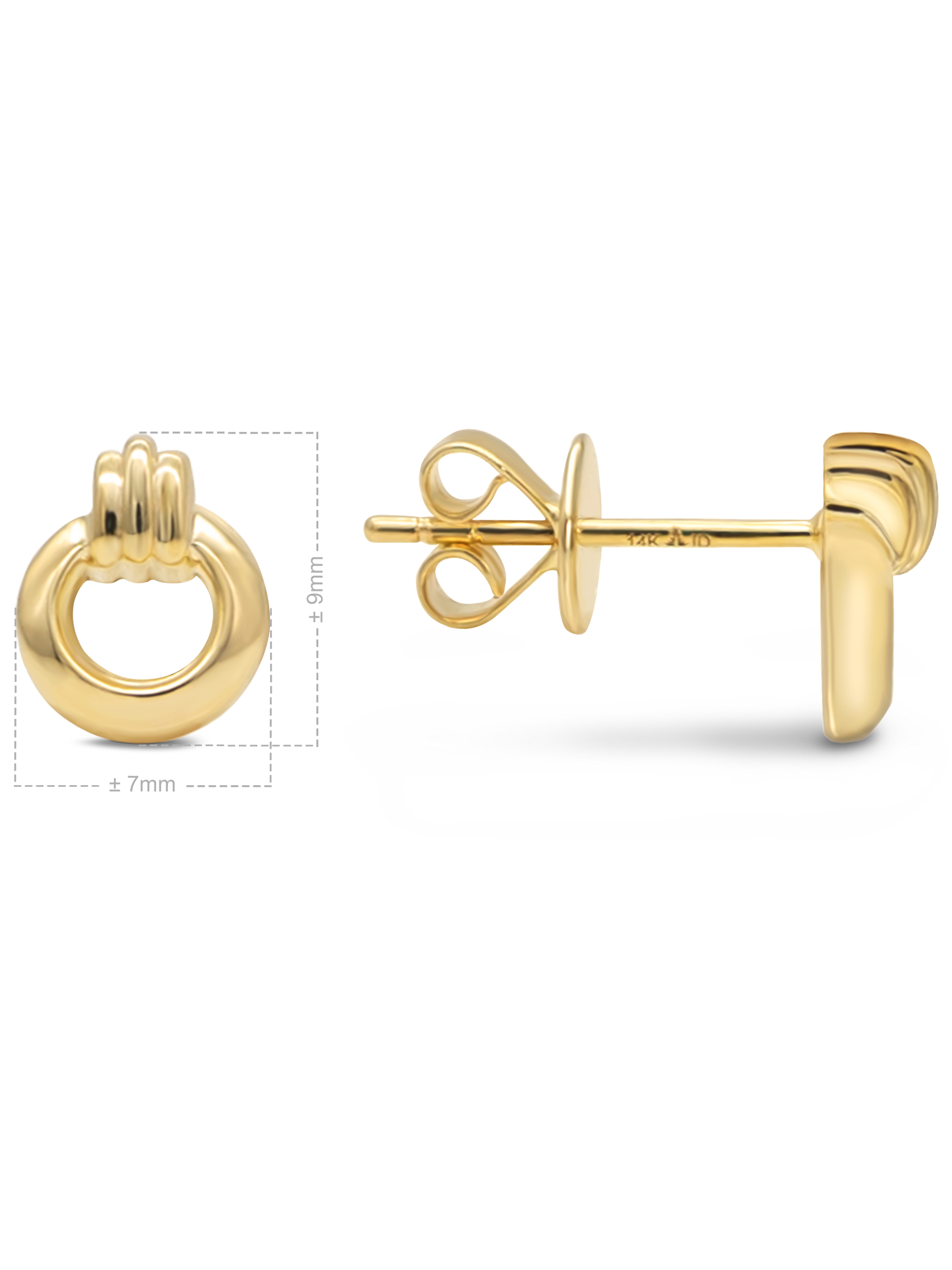DEVATA 14K Gold Dainty Circle Stud Earrings